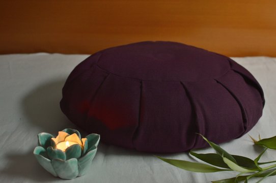 Cozy Meditation Cushion Mat and Candlelight for Zen Mindfulness Silent Retreat