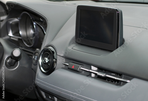 Screen multimedia system on dashboard in a modern car