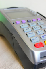 Obraz premium Credit cards reader.Close-up of payment machine , credit card machine isolated on white 