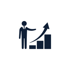 Businessmen with business growth graph icon, vector isolated illustration