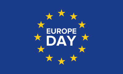 Europe Day. Annual public holiday in May. Is the name of two annual observance days - 5 May by the Council of Europe and 9 May by the European Union. Poster, card, banner and background. Vector illust