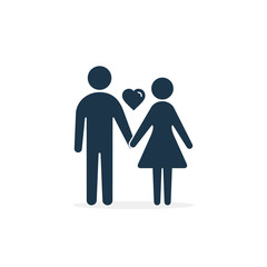 Couple icon with heart. Vector isolated illustration