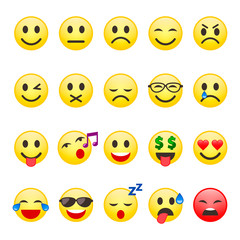 Emoji Smiley set. Emoticon cartoon emojis symbol chat objects vector icons set