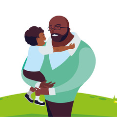 afro father with son in the field