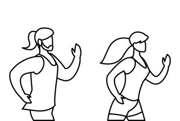 athletics couple running characters