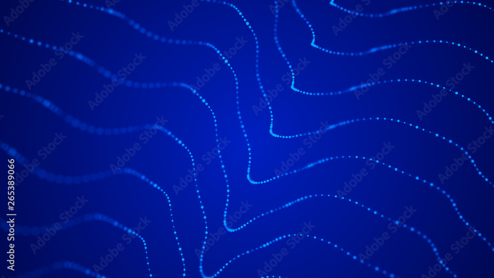 Poster wave 3d. wave of particles. abstract background with a futuristic wave. big data visualization. tech