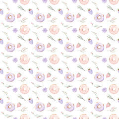 watercolor sweets seamless pattern.