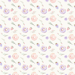 watercolor sweets seamless pattern.
