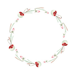 watercolor flower circle frame.