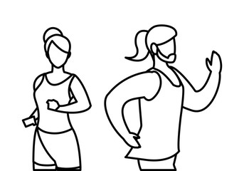 athletics couple running characters