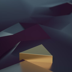 Podium on a geometric background with bokeh effect