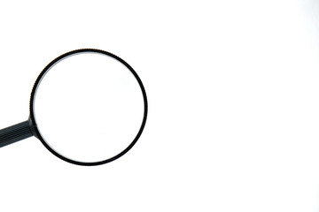Magnifying glass isolated on white background with copy space.