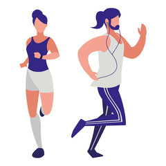 athletics couple running characters