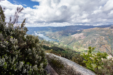 Scenic view of Cavado river and Peneda Geres National Park in northern Portugal.