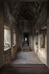 Fototapeta na wymiar Inside the upper tower area of Angkor Wat temple, Siem Reap, Cambodia