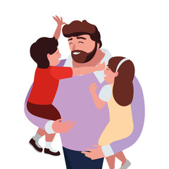 father with son and daughter characters