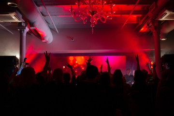 Fototapeta na wymiar Party disco silhouette dj people