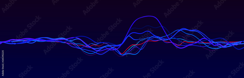 Poster sound wave element. abstract blue digital equalizer. big data visualization. dynamic light flow. 3d 