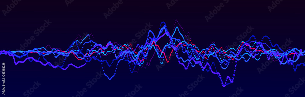 Poster sound wave element. abstract blue digital equalizer. big data visualization. dynamic light flow. 3d 