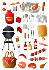 Set of barbecue tools and equipment for family free time