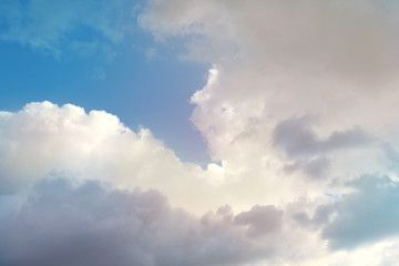 Naklejka na ściany i meble white, fluffy, cumulus clouds on a blue sky background, copy space