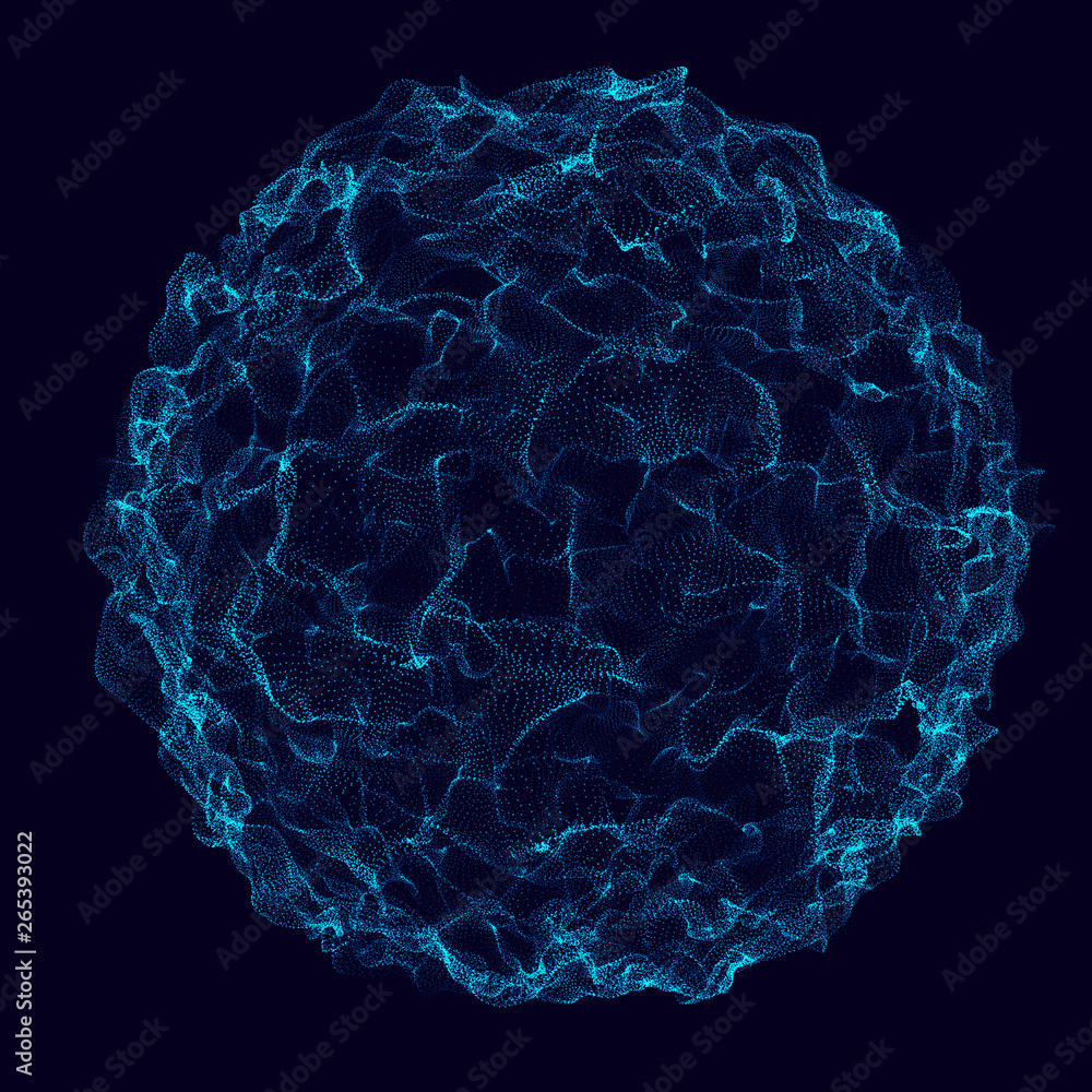 Poster abstract 3d sphere. sphere with twist lines. glowing lines twisting logo design. outer space object.