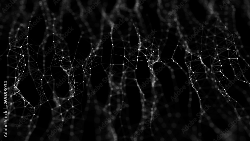 Poster wave 3d. wave of particles. abstract background with a futuristic wave. big data visualization. tech