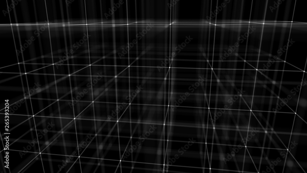 Poster blockchain technology concept. big data visualization. 3d illustration. distributed register technol
