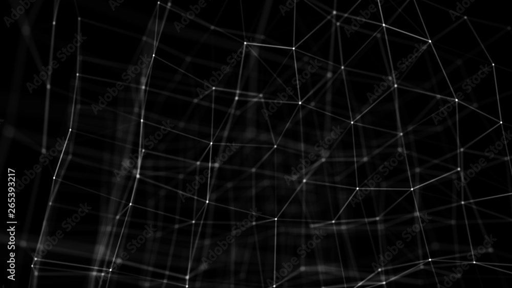 Poster blockchain technology concept. big data visualization. 3d illustration. distributed register technol