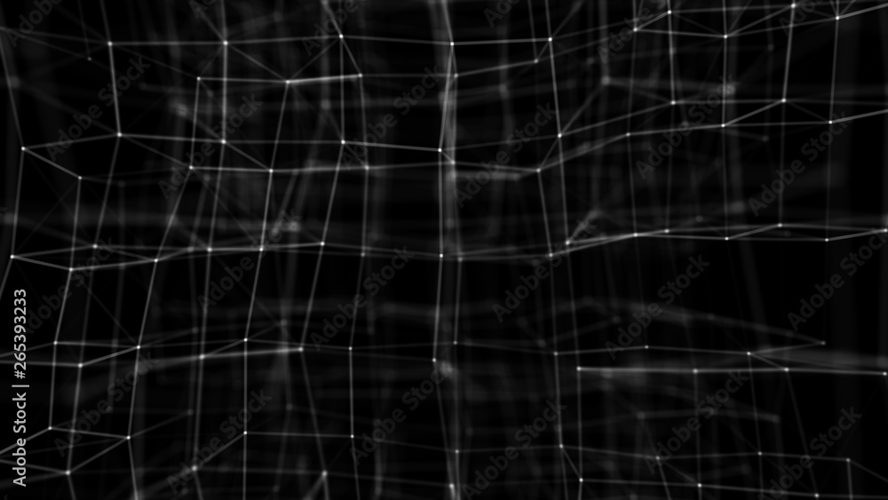 Poster blockchain technology concept. big data visualization. 3d illustration. distributed register technol