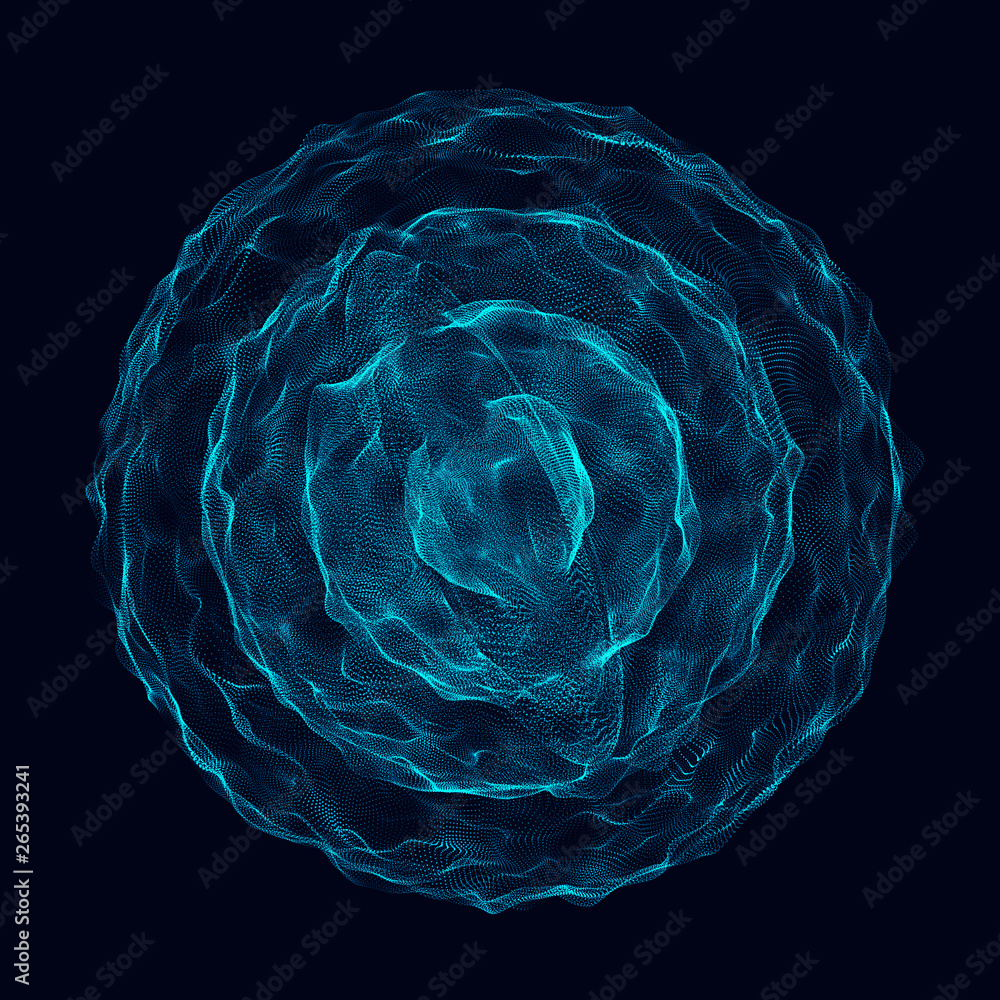 Poster abstract 3d sphere. sphere with twist lines. glowing lines twisting logo design. outer space object.