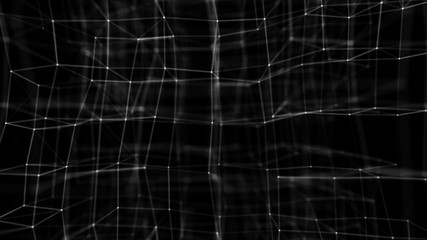 Blockchain technology concept. Big data visualization. 3D illustration. Distributed register technology