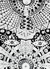 black and white psychedelic sketch drawing
