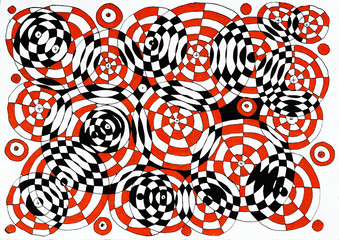 black red geometric pattern hand drawing
