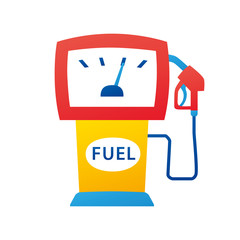 Red gas fuel pump vector isolated, petrol filling station icon.