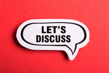 Let s Us Discuss Speech Bubble Isolated On Red Background