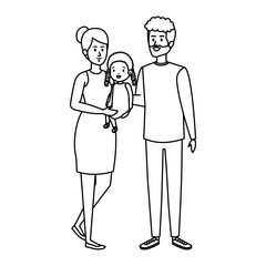 parents couple with daughter characters