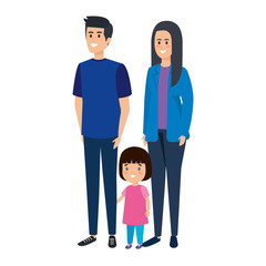 parents couple with daughter characters