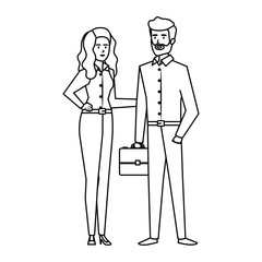 business couple with portfolio