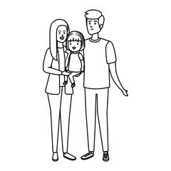 parents couple with daughter characters