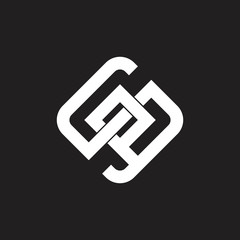 letters sp linked geometric line logo vector