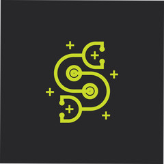 letter sc stethoscope medical logo vector