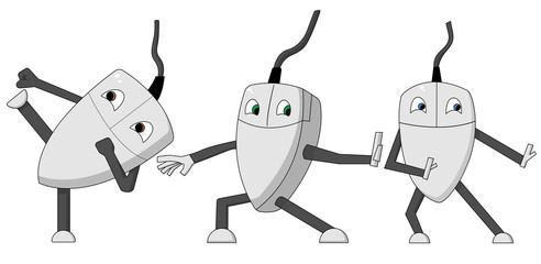 Set of kung fu computer mouse. Isolated stock vector illustration