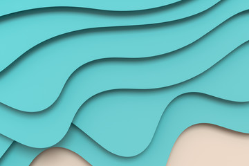 3d rendering, multilayer paper cut illustration background