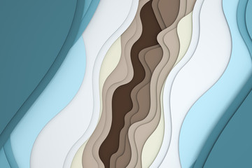 3d rendering, multilayer paper cut illustration background