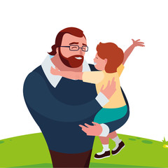 father with son in the field