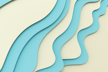 3d rendering, multilayer paper cut illustration background