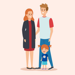 cute woman and man with their daughter and hairstyle