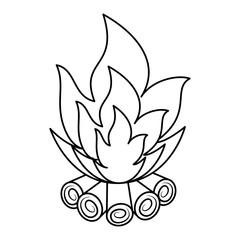 wooden campfire isolated icon