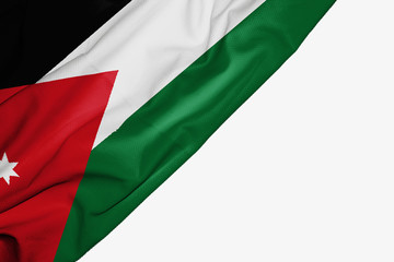 Jordan flag of fabric with copyspace for your text on white background.